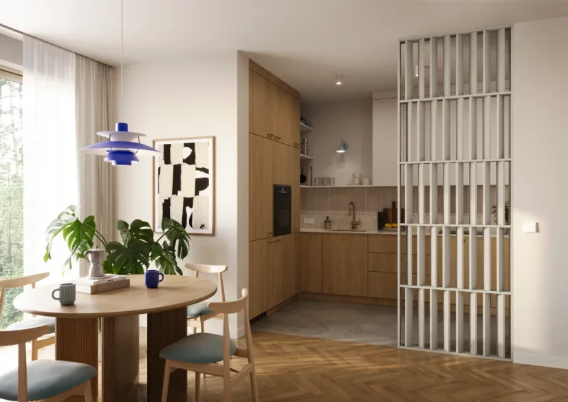 Lamelová dělící stěna Japandi, kompletní sada, výška a šířka dle výběru, pískově béžová