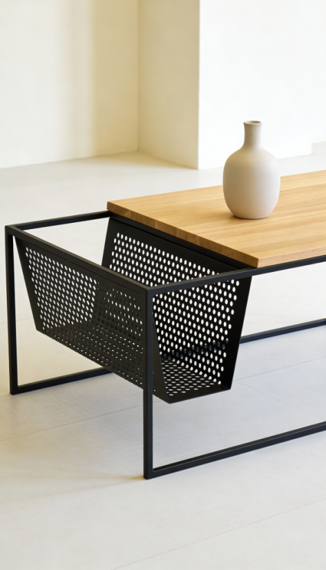 Konferenčný stolík Leon s masívnou dubovou doskou