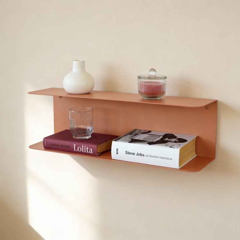 Nástenná kovová polica Anna - Dĺžka: 350 mm, Farby kolekcie Essence: žltá RAL 1021