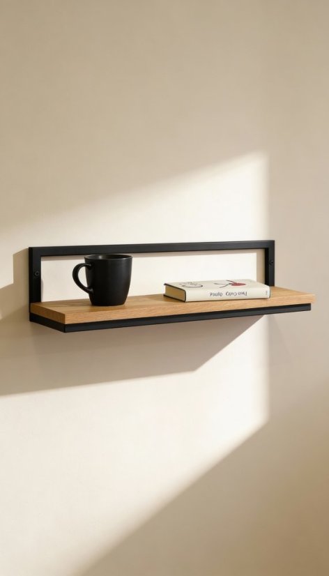 Polička s dubovou masívnou doskou Estan 600 mm