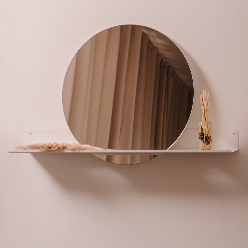 Kúpeľňové zrkadlo s kovovou policou London biele