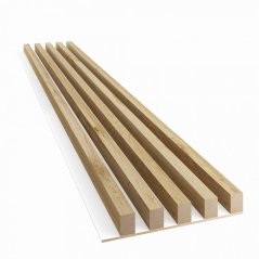 Akustický panel, podklad bílá MDF deska, široká lamela, dub Wotan, 30x275 cm