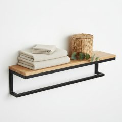 Nástěnná police s dubovou masivní deskou do šaten a koupelen