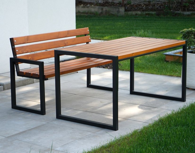 Záhradný stôl Style s masívnym drevom a oceľovou konštrukciou - Výber lazúry dreva: teak