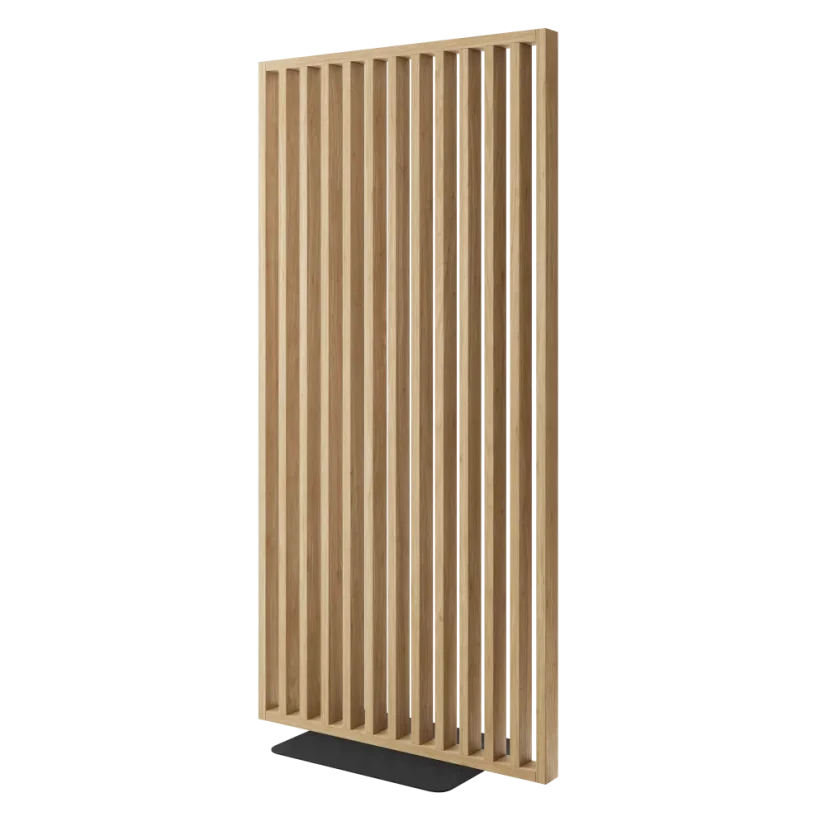 Samostatně stojící lamelová dělící stěna se základnou, kompletní sada, dub Natura