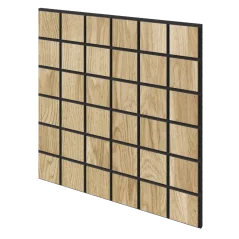 Akustický panel čtvercový, dubová dýha, černý filc, 60x60 cm