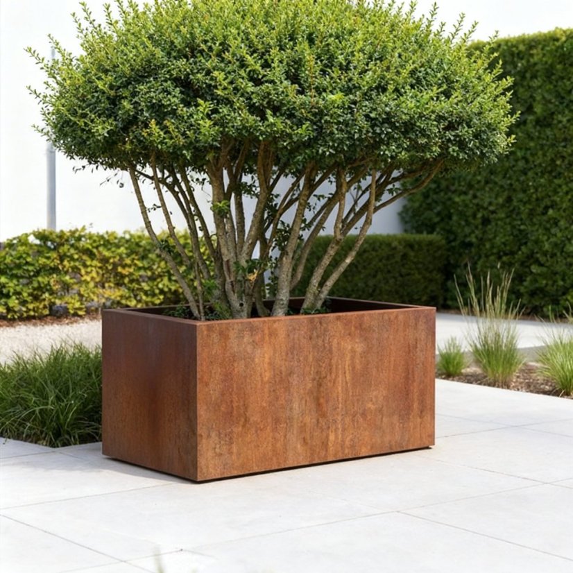 Cortenový květináč obdélníkový se dnem