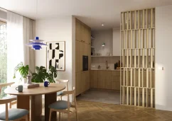 Lamelová dělící stěna Japandi, kompletní sada, výška a šířka dle výběru, Evropský dub CPL