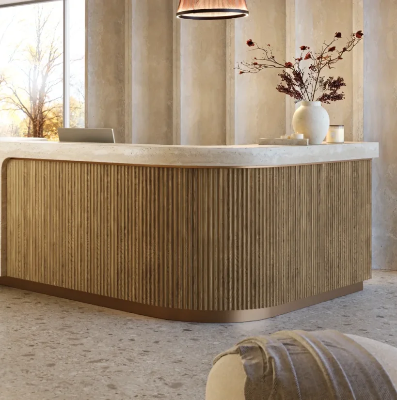 Obkladový panel na látce pro zakřivené stěny, 30 x 275 cm, dubová dýha, tvar Vag