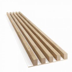 Akustický panel, podklad bílá MDF deska, široká lamela, dubová dýha, 30x275 cm