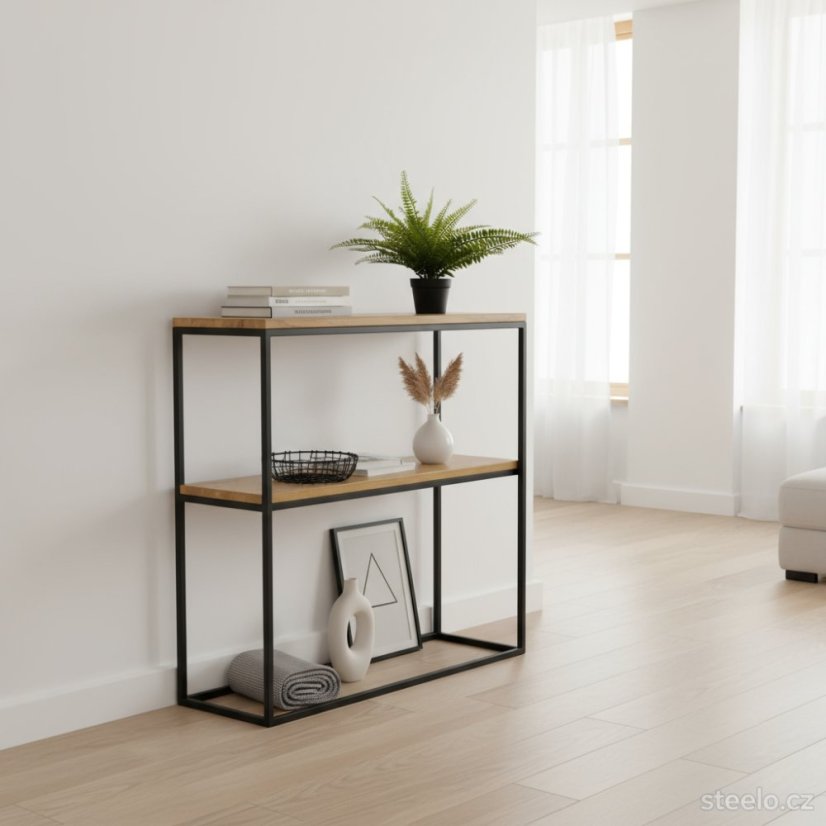 Regál Star s masívnymi dubovými doskami