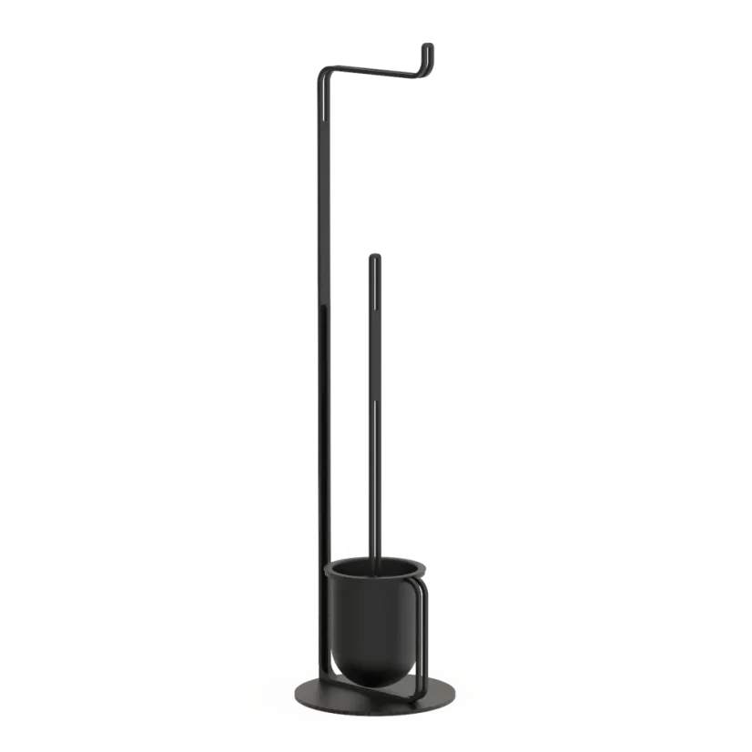 Kovový samostatne stojaci držiak toaletného papiera so štetkou Monaco