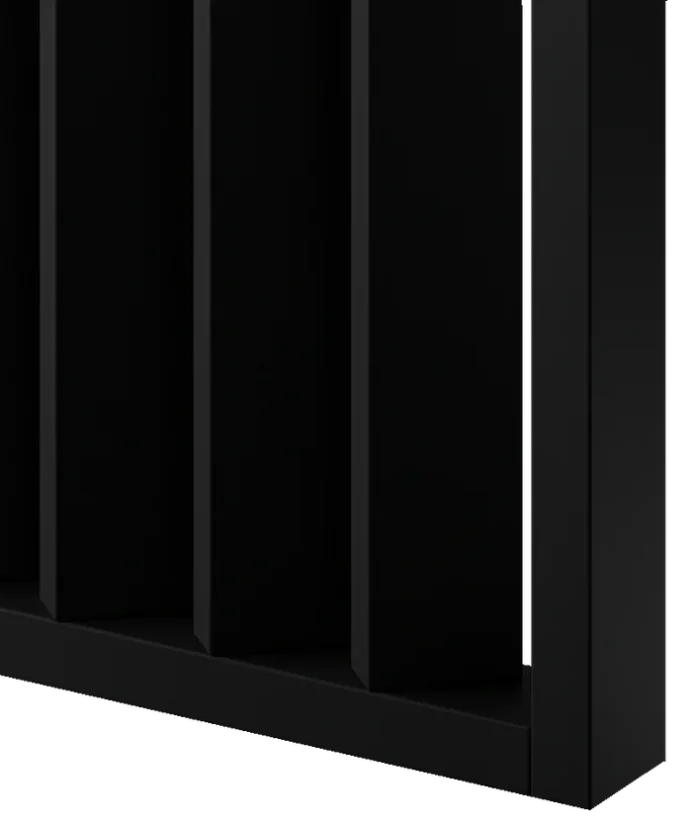 Samostatně stojící lamelová dělící stěna se základnou, kompletní sada, černá mat
