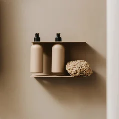 Kovový nástěnný držák s lahví a pumpičkou do koupelny Palermo pískově šedý