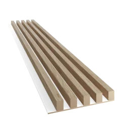 Akustický panel, podklad bílá MDF deska, široká lamela, dub Natura, 30x275 cm