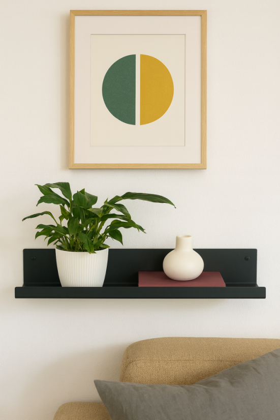 Nástenná kovová polica Melissa - Dĺžka: 900 mm, Farby kolekcie Essence: antracit RAL 7016