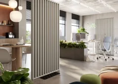 Samostatně stojící lamelová dělící stěna se základnou, kompletní sada, pískově béžová