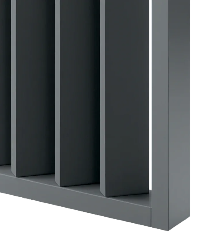 Lamelová dělící stěna, kompletní sada, výška, šířka a odstín dle výběru, lamely natočené o 45°