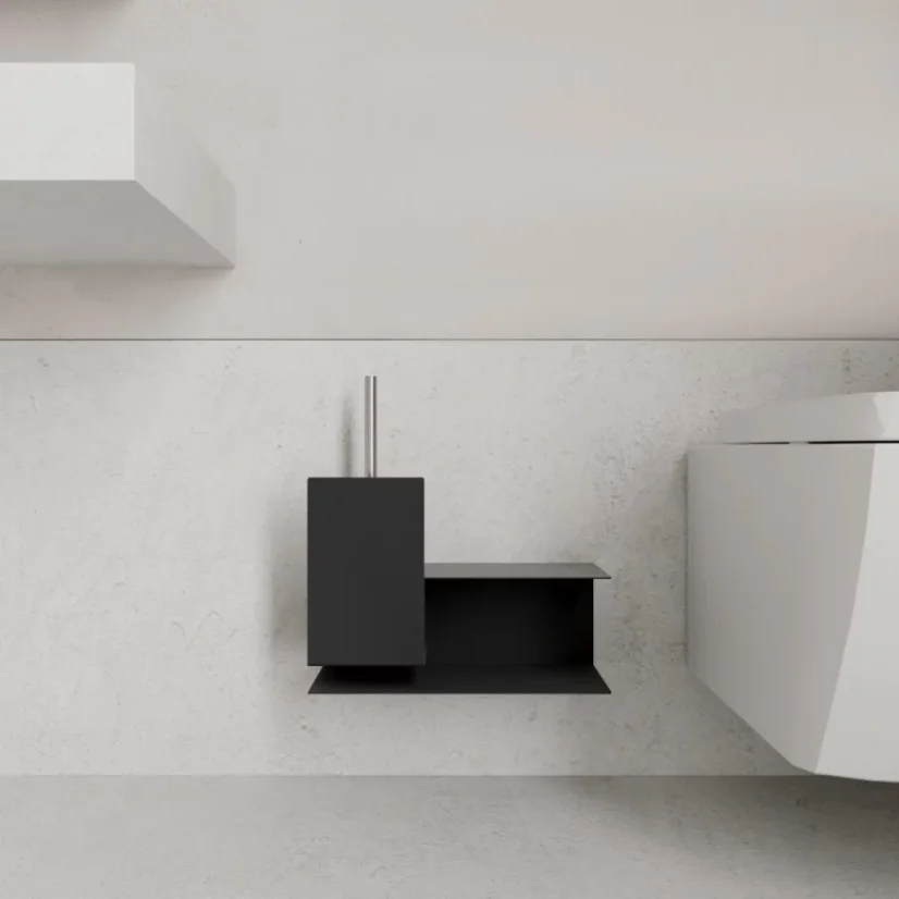 Kovový nástenný držiak sa štetkou Lugano biely - Veľkosť: L - ľavý variant