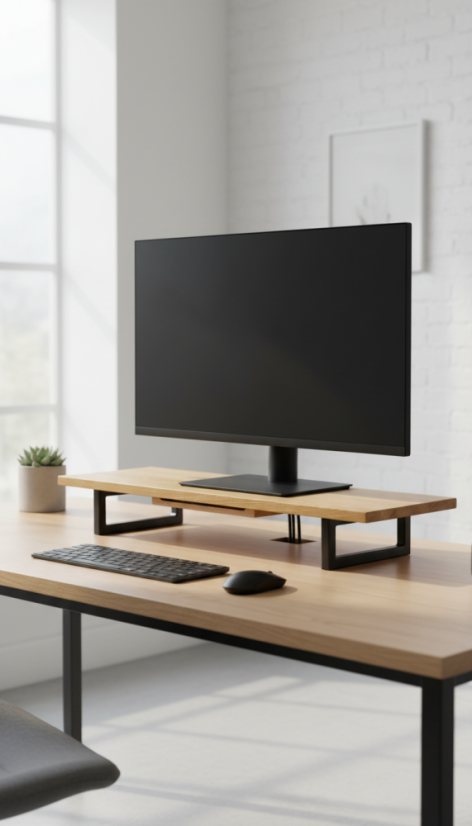 Podstavec pod monitor Base s masívnou dubovou doskou