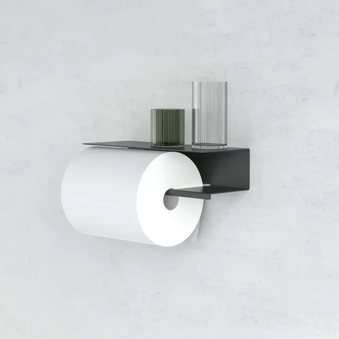 Kovový nástenný držiak papierových uterákov Brussel - Farba: Biela, Veľkosť: M - ľavý variant