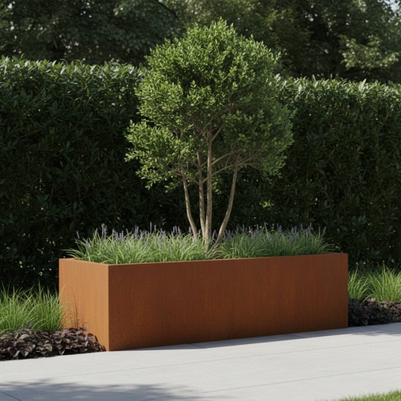 Cortenový květináč obdélníkový se dnem