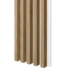 Akustický panel, podklad bílá MDF deska, široká lamela, dub Natura, 30x275 cm