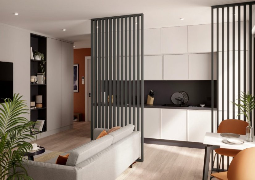 Lamelová dělící stěna, kompletní sada, výška a šířka dle výběru, grafit