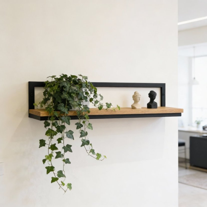 Polička s dubovou masívnou doskou Estan 600 mm