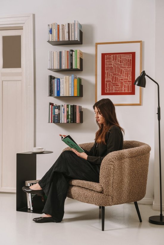 Nástenná kovová polica Firenze čierna - Veľkosť: M