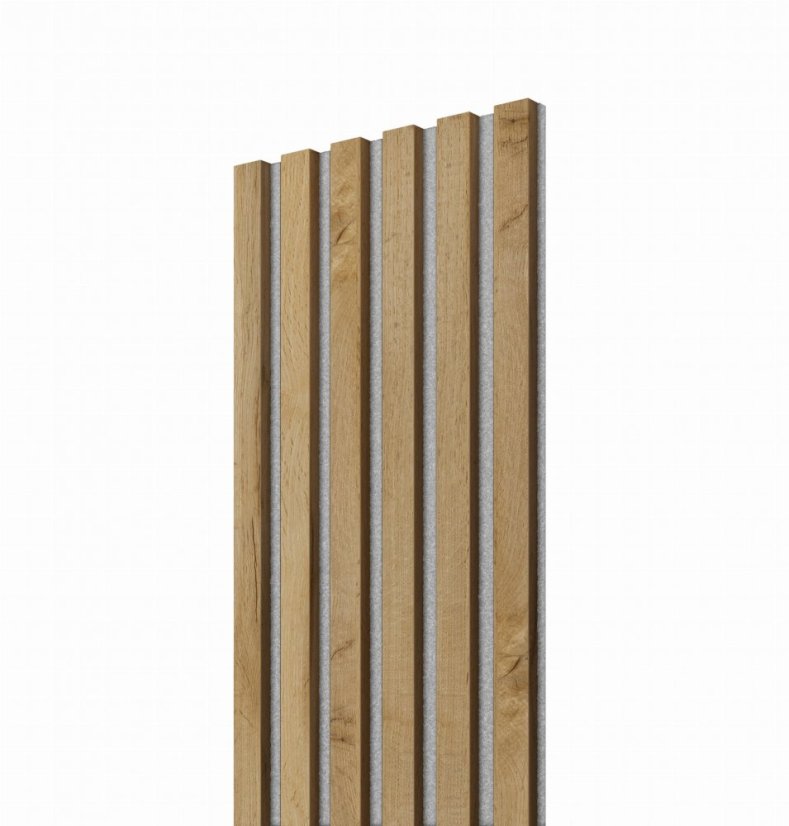 Akustický panel, Dub Wotan, šedý filc, 30x275 cm