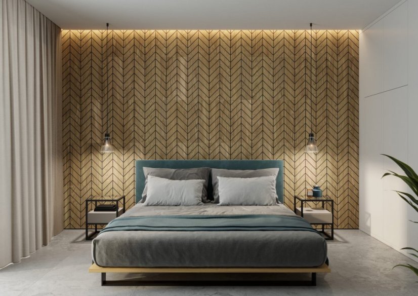 Designový obkladový panel s dubovou dýhou, vzor Versailles, 60x60 cm