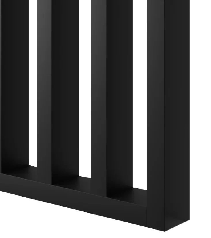 Samostatně stojící lamelová dělící stěna se základnou, kompletní sada, černá mat
