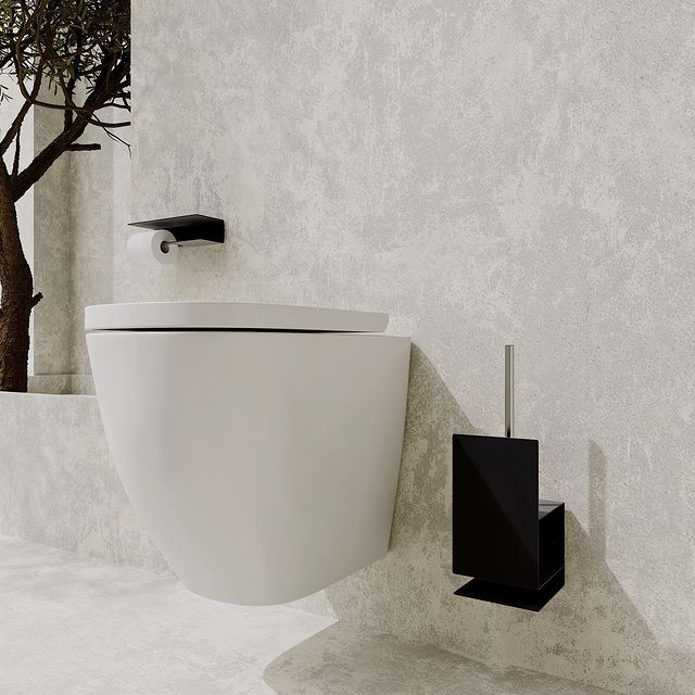 Kovový nástenný držiak sa štetkou Lugano biely - Veľkosť: L - ľavý variant