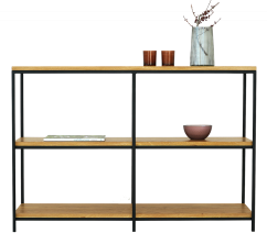Kovový regál Trio s masivními dubovými deskami