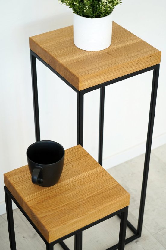 Sada odkladacích stolíkov Vasile s dubovým masívom 40 mm