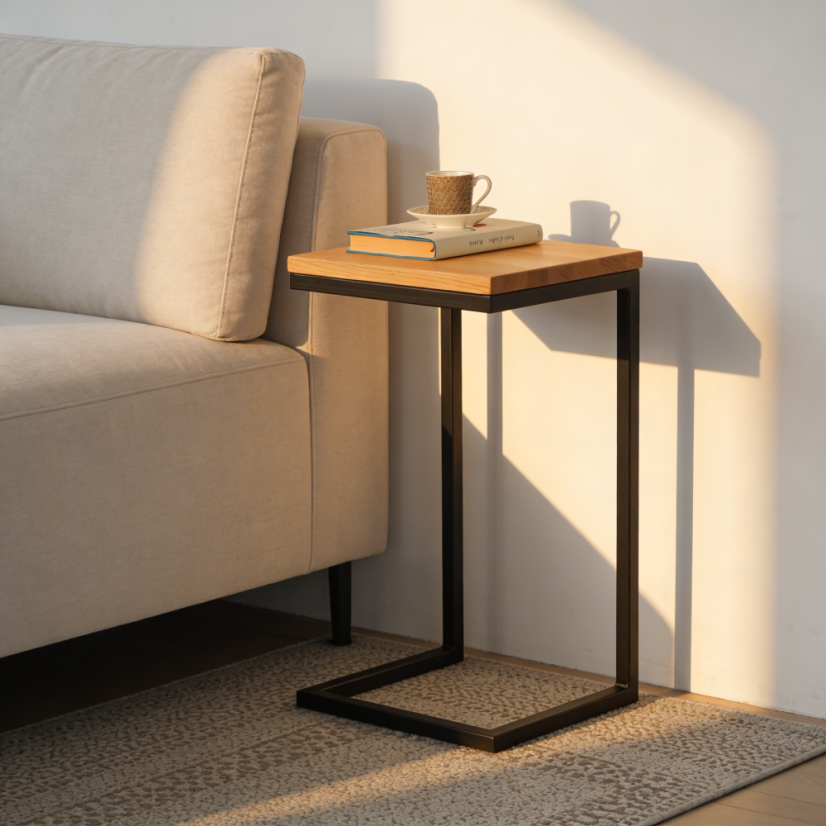 Odkládací stolek Dimo s masivní dubovou deskou