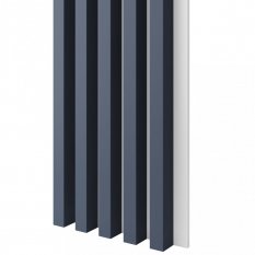 Akustický panel, podklad bílá MDF deska, široká lamela, tmavá námořnická modrá, 30x275 cm