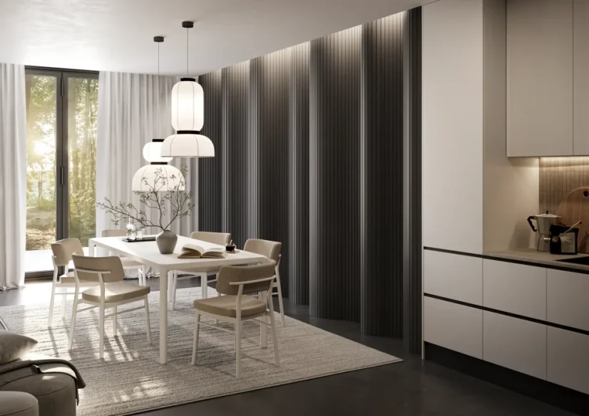 Obkladový panel PUZZLE pro zakřivené stěny, 4,6 x 275 cm, Černý mat