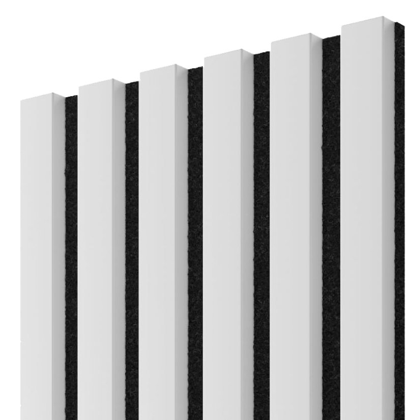 Akustický panel, Bílý mat, černý filc, 30x275 cm