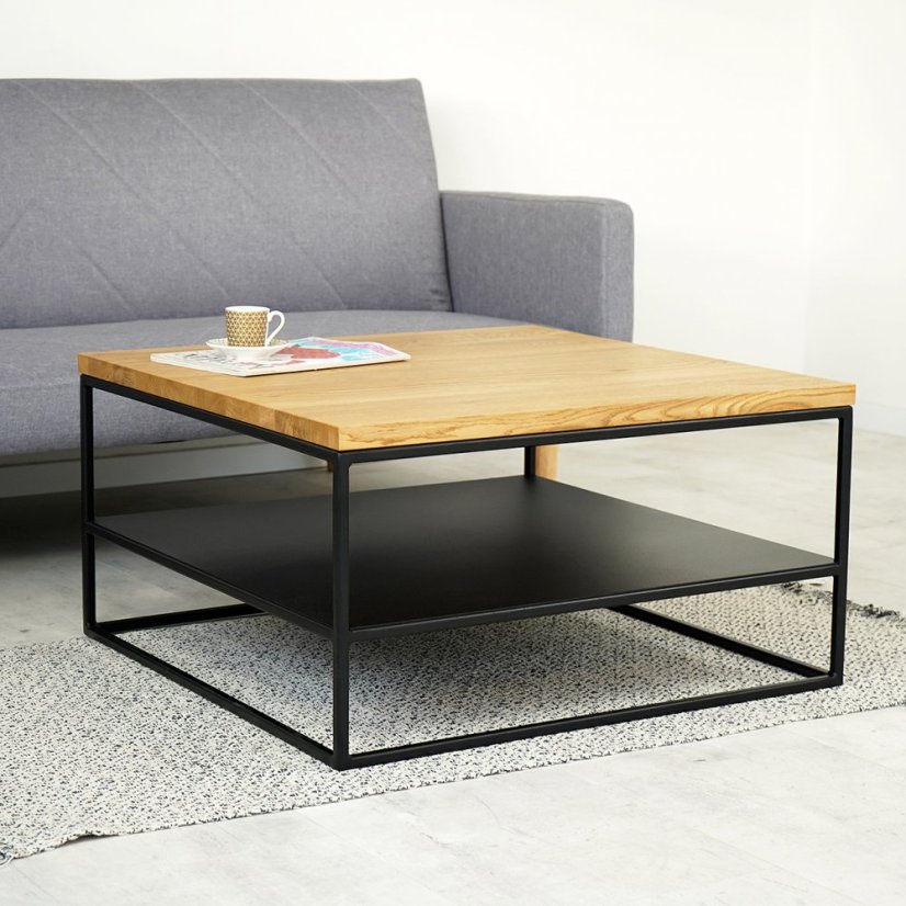 Konferenční stolek Hollan s dubovým masivem čtvercový