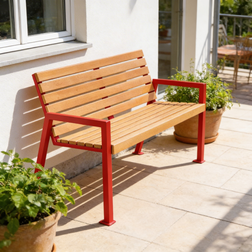 Záhradná lavica Giro s červenými nohami