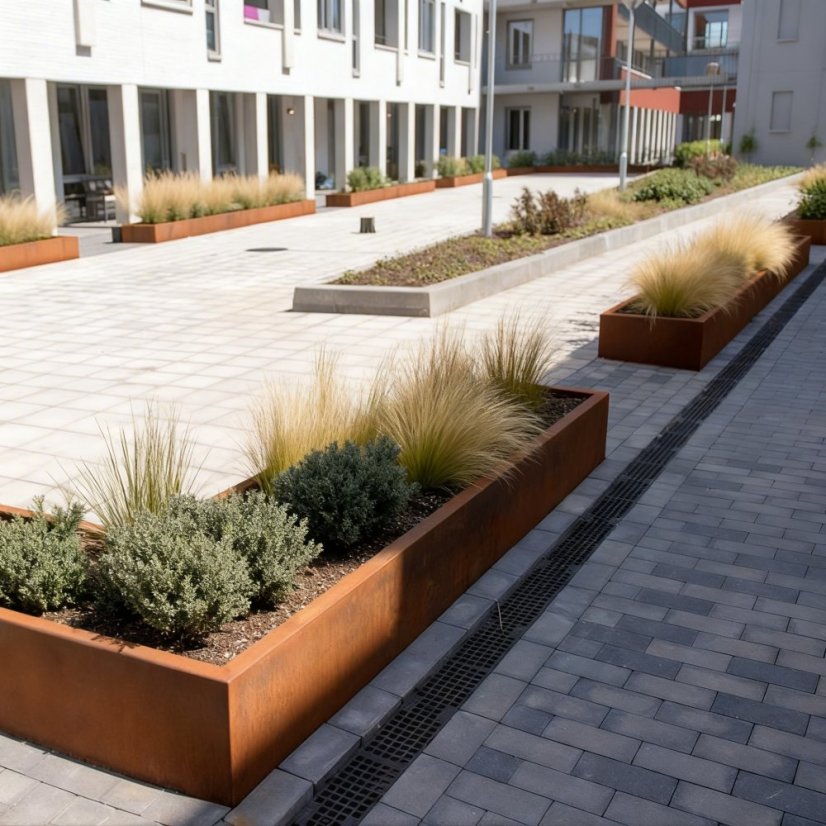 Cortenový vyvýšený záhon - Velikost vyvýšeného záhonu: 800 × 800 × v 200 mm