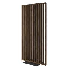 Samostatně stojící lamelová dělící stěna se základnou, kompletní sada, ořech