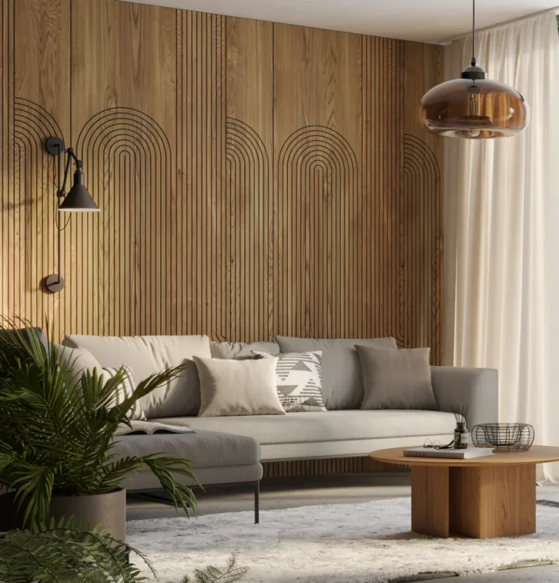 Designový obkladový panel s dubovou dýhou, vzor Osaka, 60x275 cm