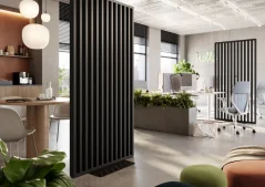 Samostatně stojící lamelová dělící stěna se základnou, kompletní sada, černá mat