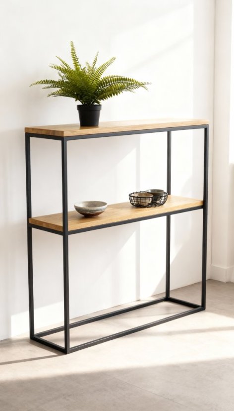 Regál Star s masívnymi dubovými doskami