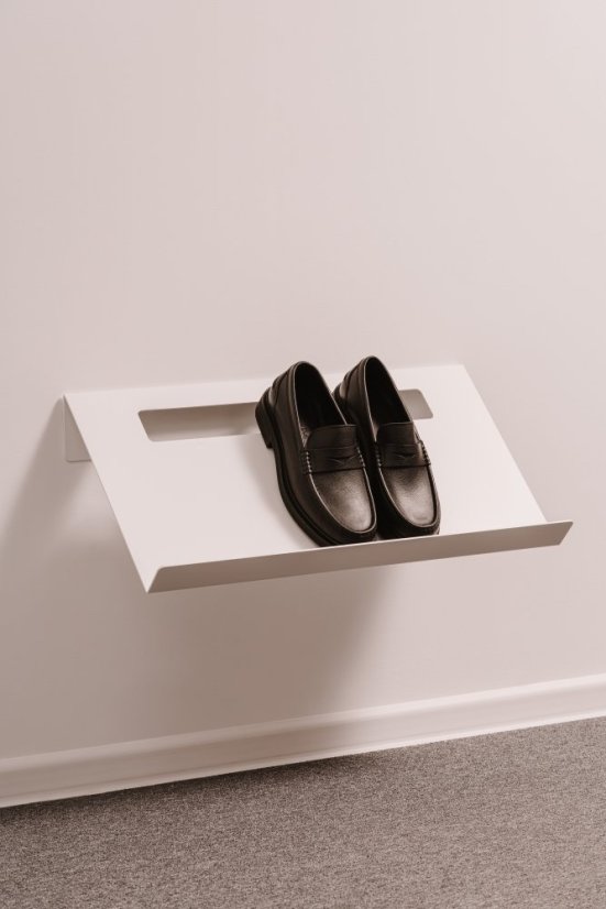 Nástenná kovová polica na topánky Torino biela - Veľkosť: L