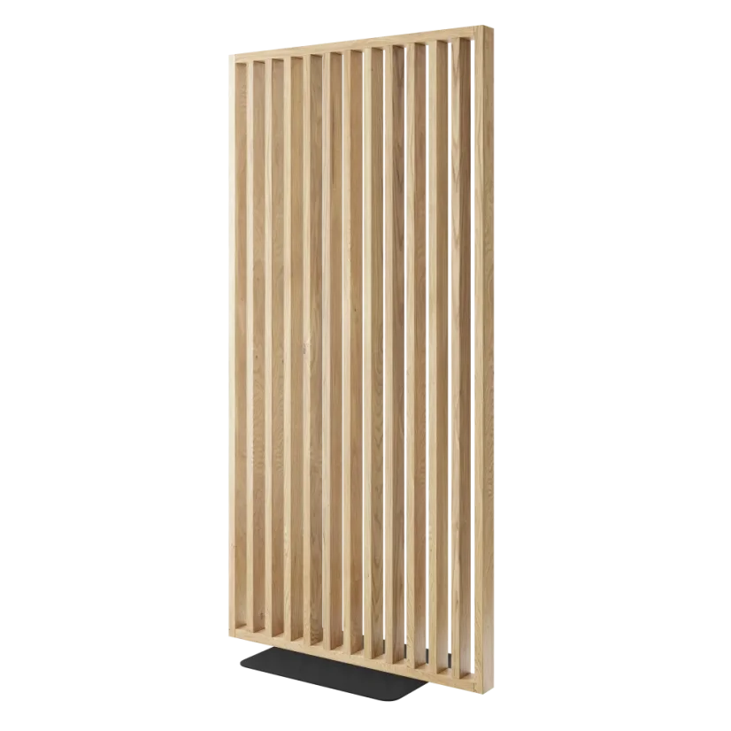 Samostatně stojící lamelová dělící stěna se základnou, kompletní sada, dubová dýha
