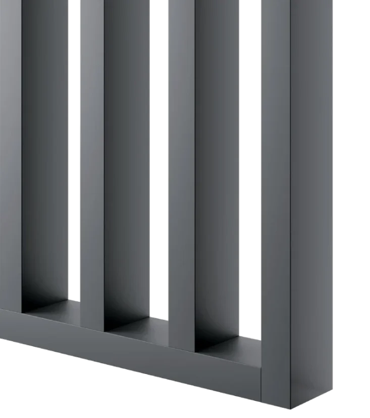 Samostatně stojící lamelová dělící stěna se základnou, kompletní sada, grafit